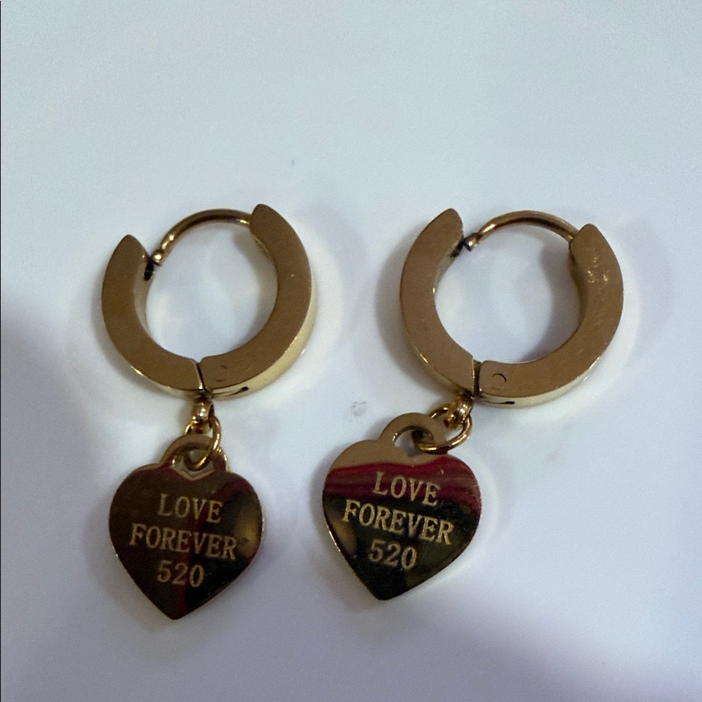 Fashion Jewelry Gold Heart Charm Earrings